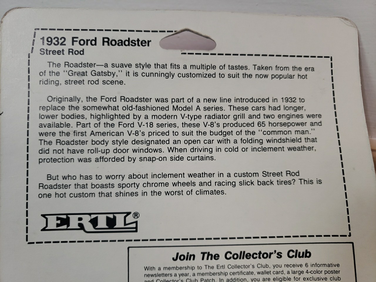 Vintage Ertl 1989 Hot Roddin Custom Street Rod ’32 Ford Roadster New On Card