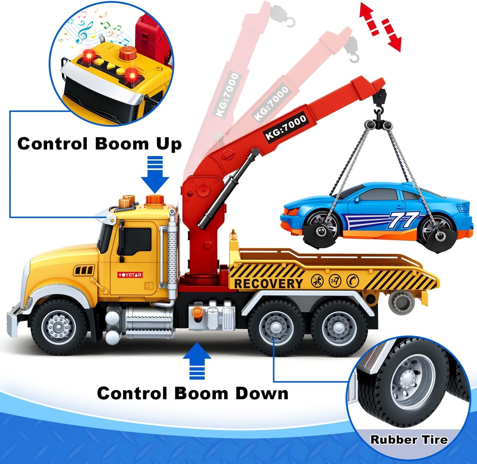 Kids Toys for 3 4 5 6 7 Years Old Boys, 15″ Large Tow Truck Toy, Friction Pow…