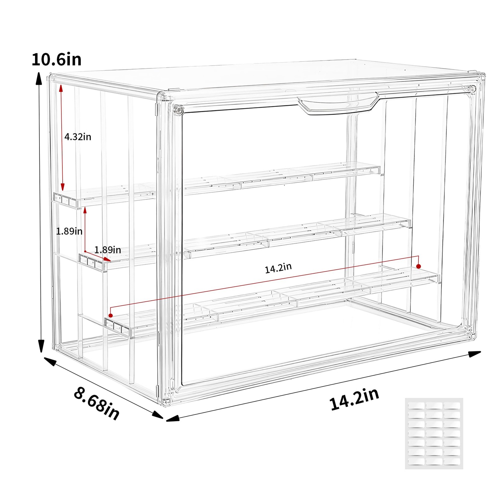 Acrylic Clear Display Case for Collectibles, 4 Layer Large 1-Pack,