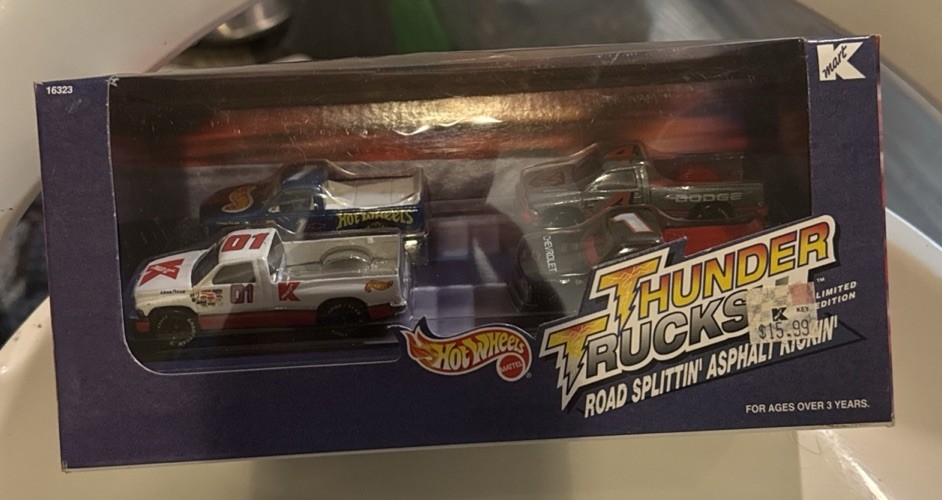c1996 HOT WHEELS – THUNDER TRUCKS SET of 4 – KMART exclusive MISB 1/64 scale