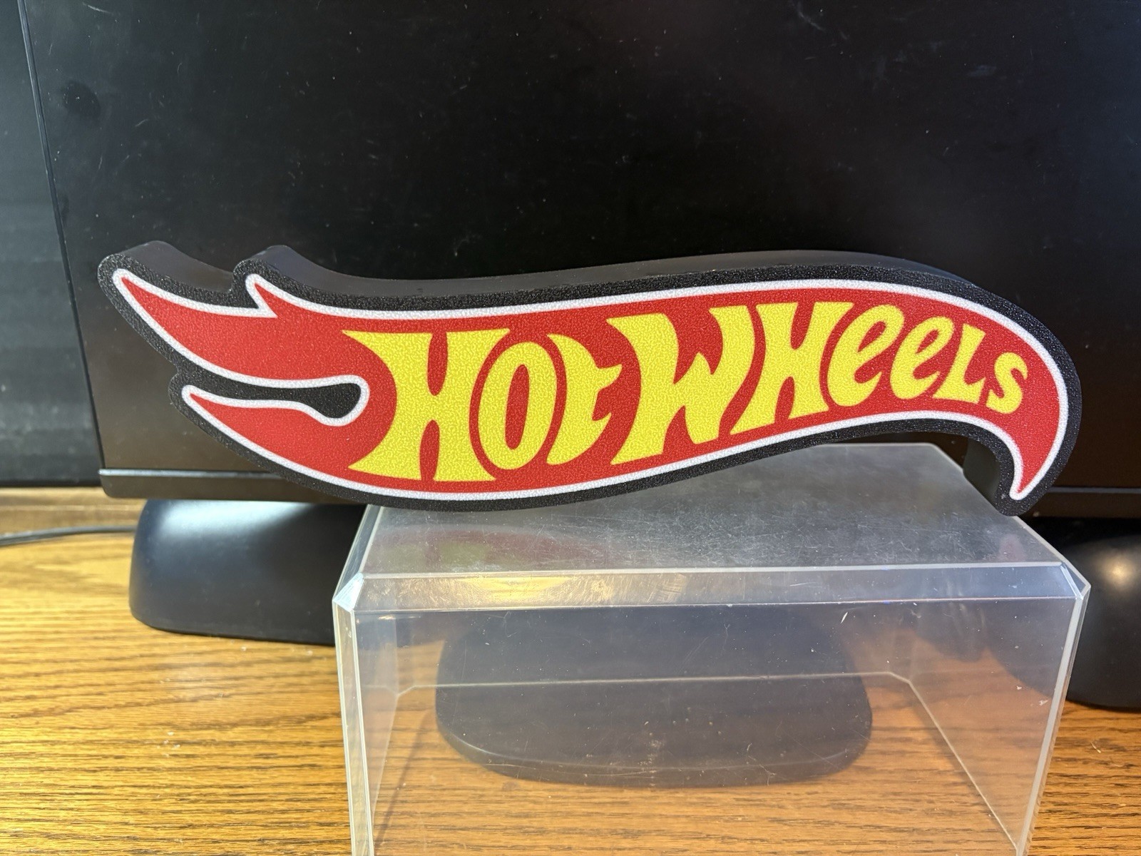 CUSTOM HOT WHEELS 3D Deluxe LASER PRINTED Plastic Box Sign 12×3”+HW LEGENDS FRAM