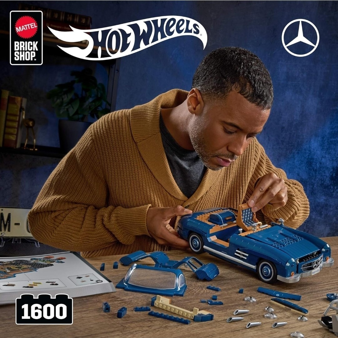 Mattel Brick Shop Hot Wheels Premium Series Building Set, Mercedes-Benz 300 SL