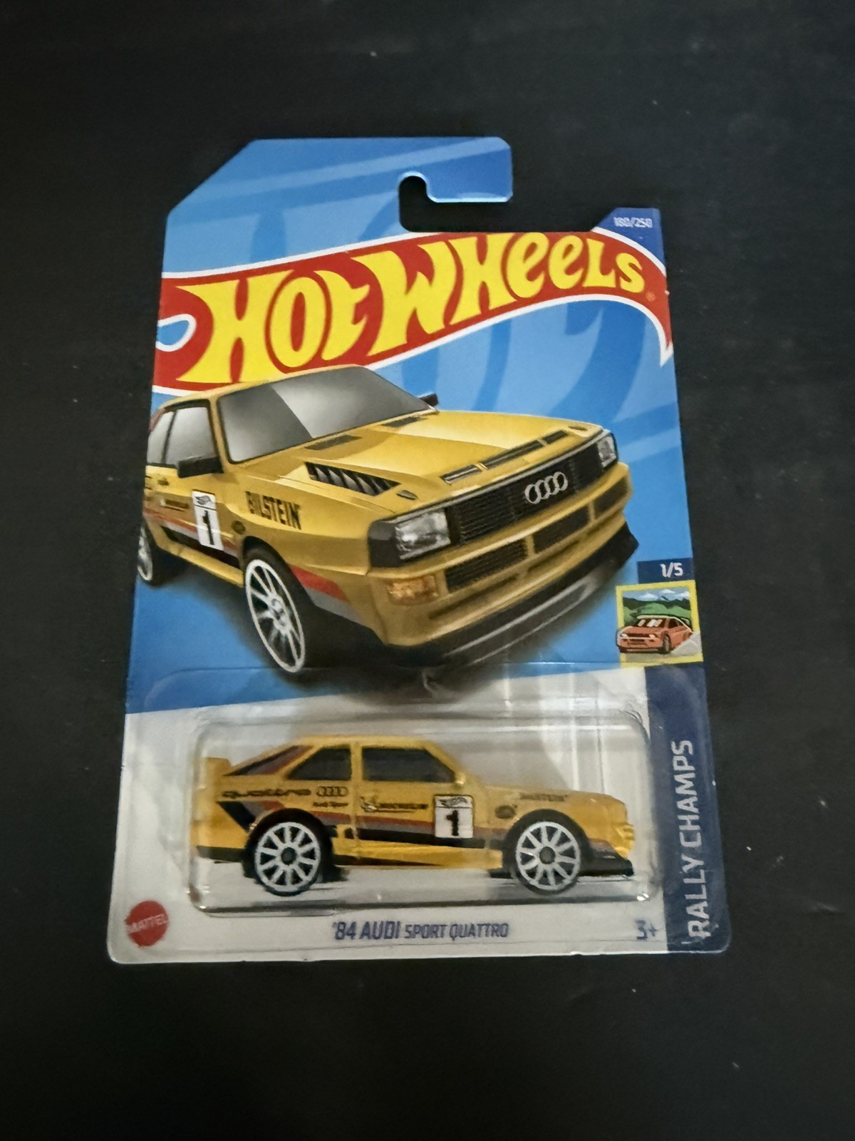 Hot Wheels 2022 HW Rally Champs 1/5 Yellow ‘84 Audi Sport Quattro