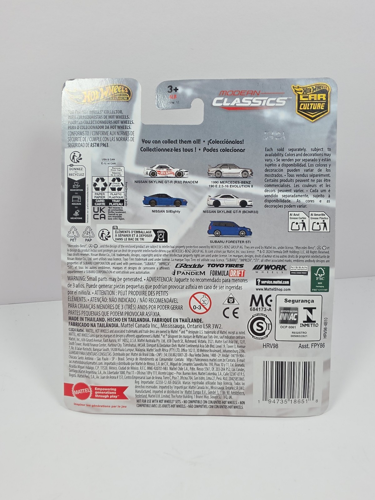 Hot Wheels Modern Classics 1:64 1990 Mercedes-Benz 190E Evo II Diecast Silver