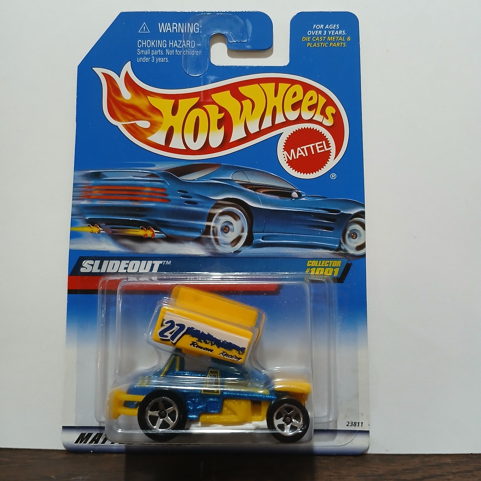SLIDEOUT HOT WHEELS Blue And Yellow Collector Number 1001 Vintage