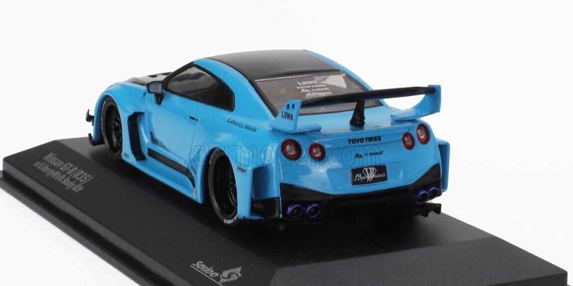 Solido 1/43 Nissan GT-R R35 LBWK Liberty Walk LB Works Body Kit Blue Drift Tuner