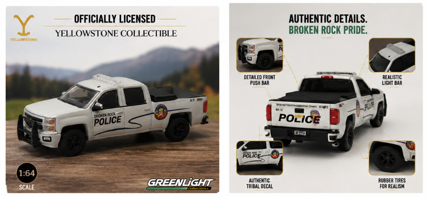 GreenLight 1:64 2014 Chevrolet Silverado Broken Rock Police Toylandbay Exclusive