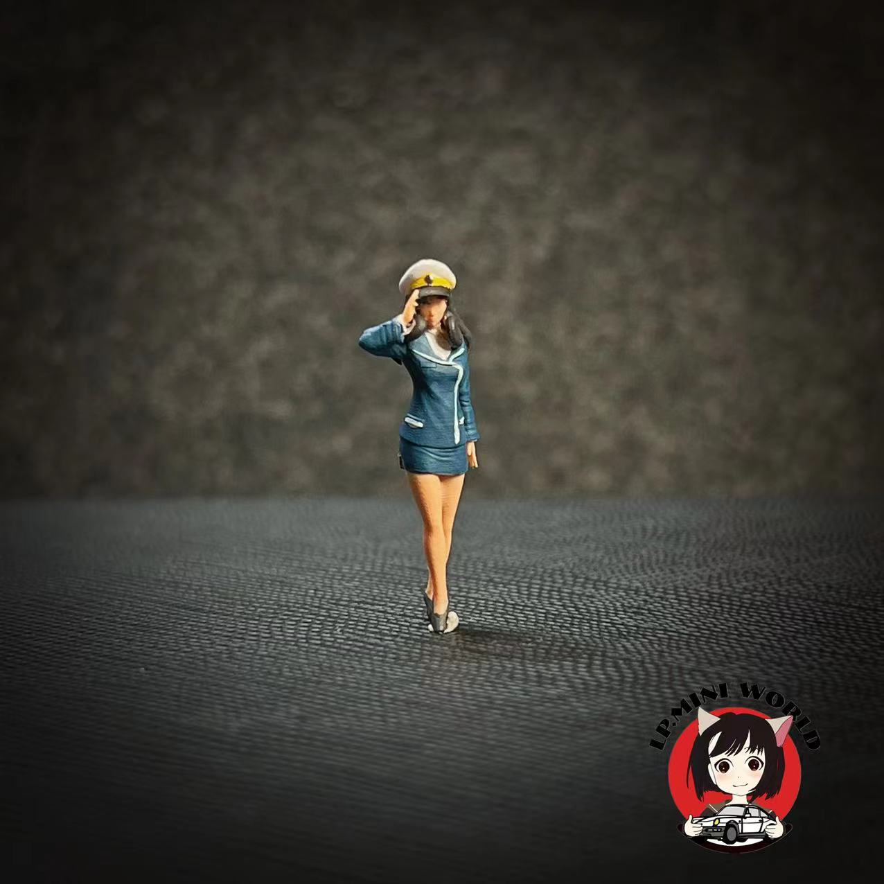 1/64 Female Officer Painted Mini Figure Model Scene Props Fit Cars Vehicles Toys