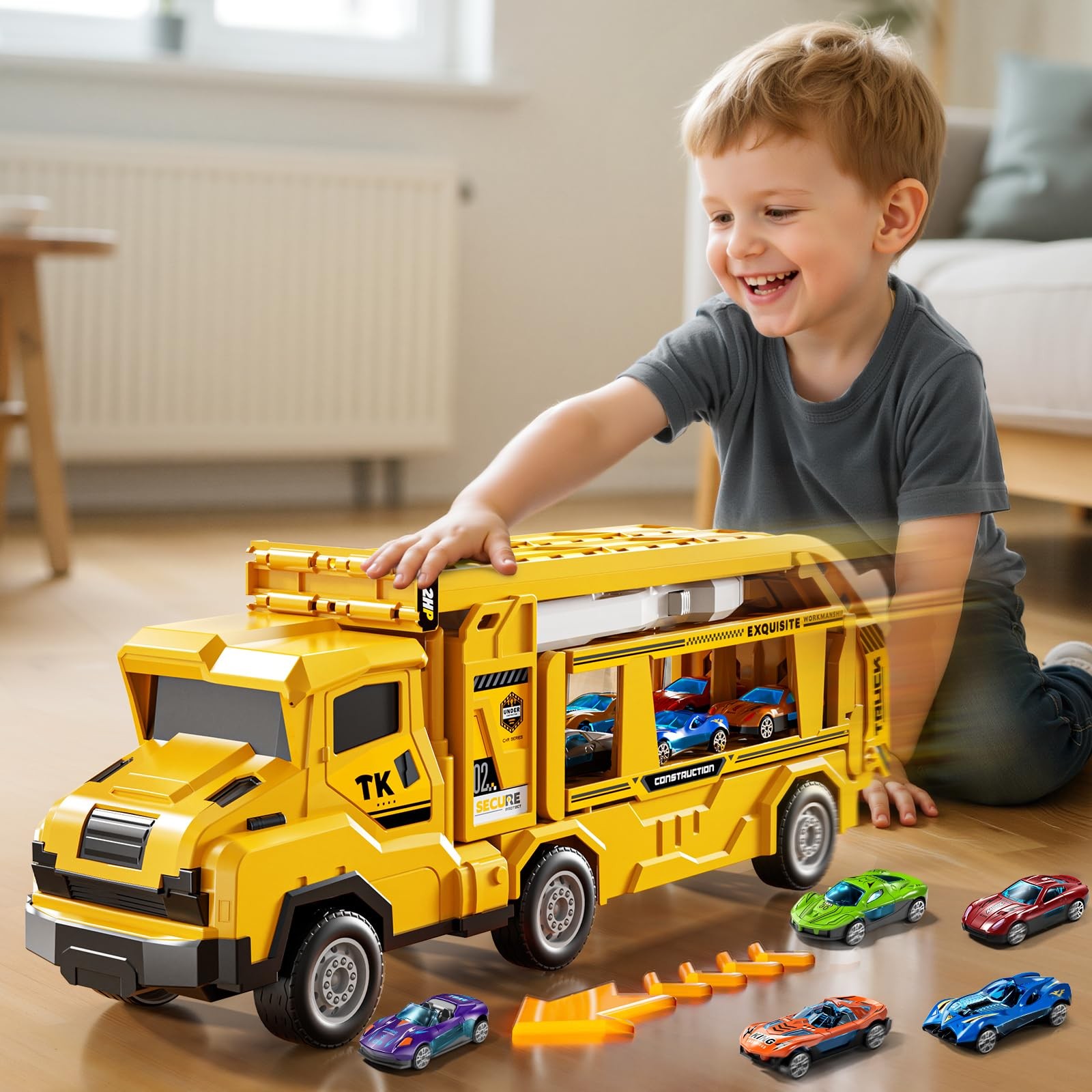 Toddler Car Truck Toys for 3 4 5 6 7 8 Years Old Boys, Transporter Truck Toy …