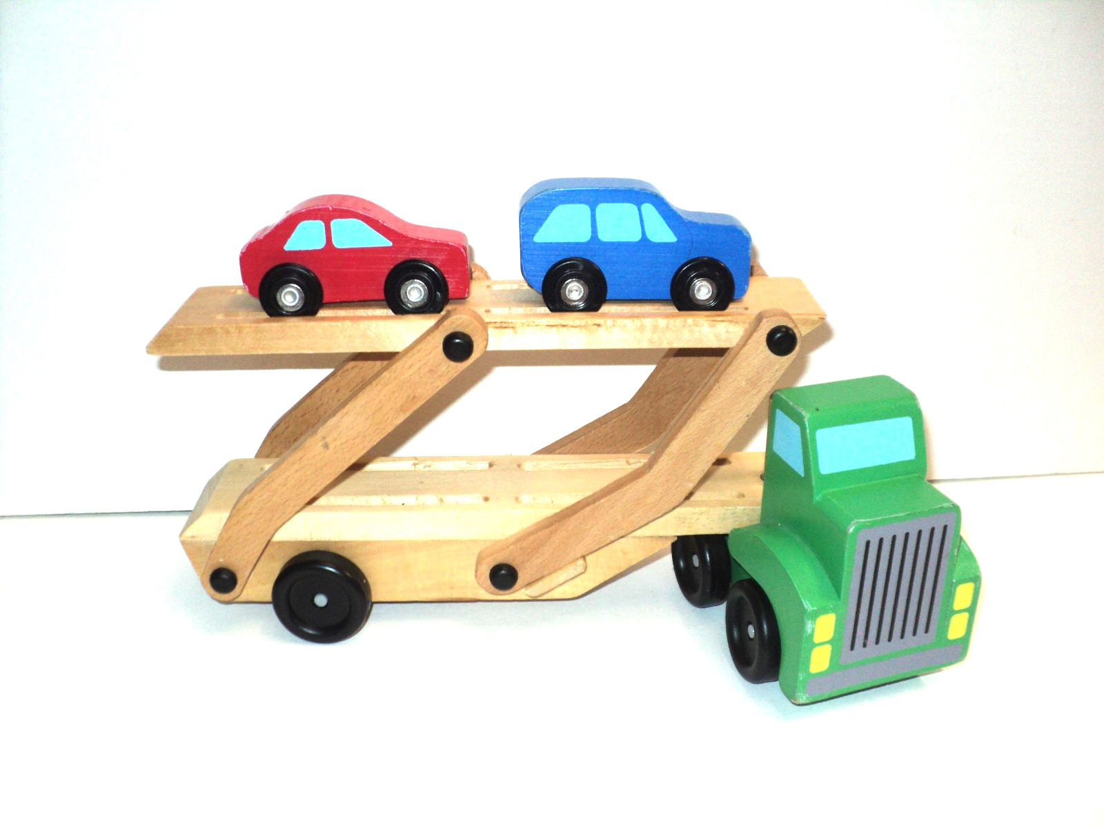 Melissa & Doug Car Carrier Classic Toy Wooden Truck & 2 Cars #4096 Wood