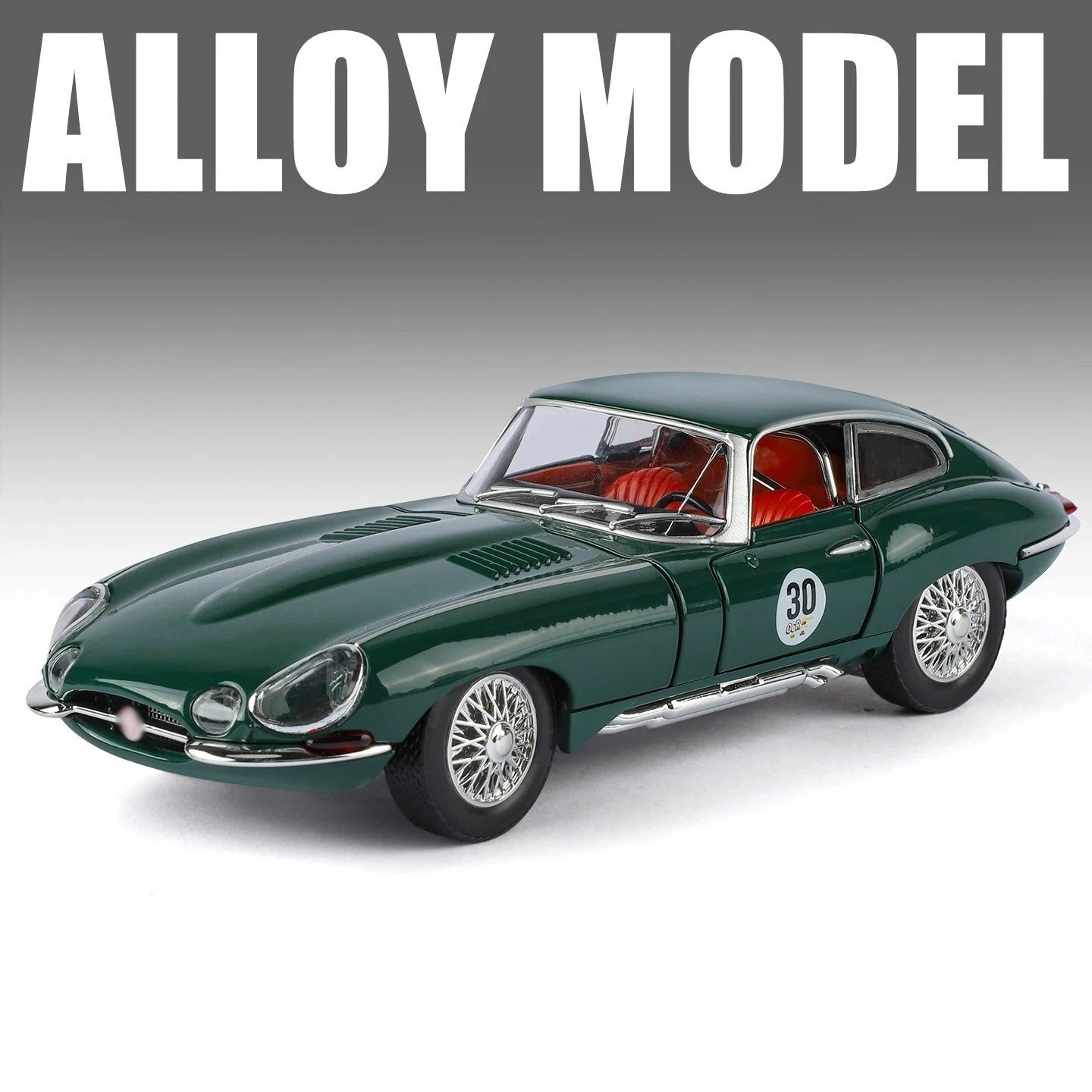 1:24 Jaguar E-Type Vintage Diecast Car – 1961 Classic Model w/ Light Toy Gift