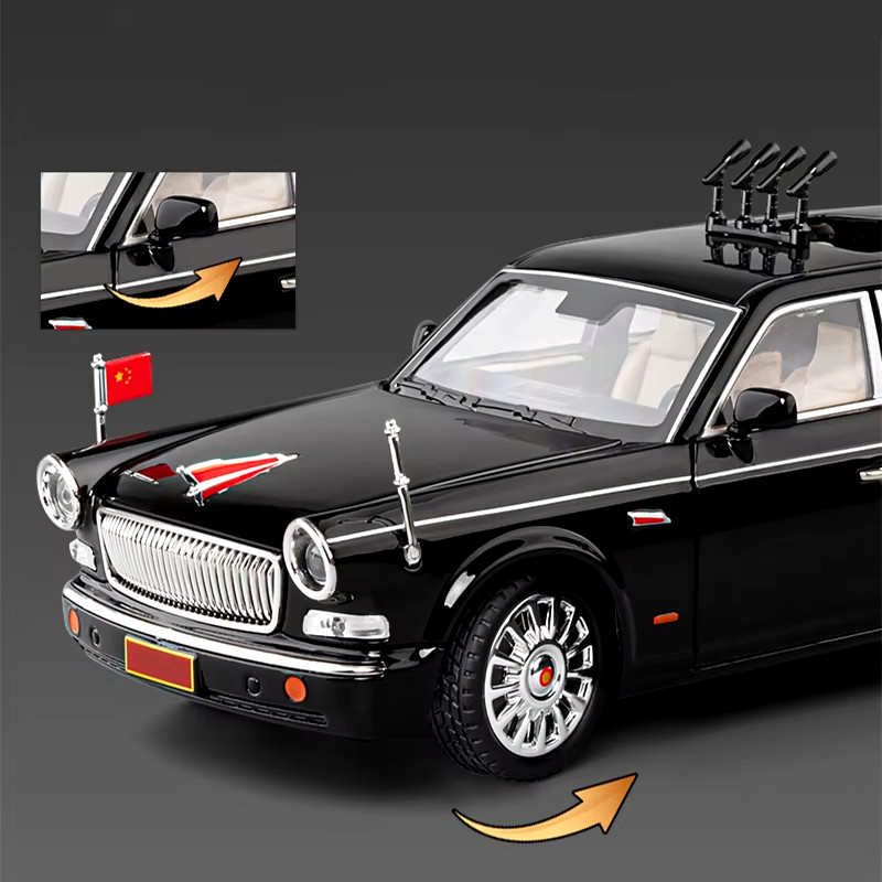 1/24 HONGQI L9 Alloy Limousine Luxy Car Model Diecasts Metal Classic Parade Vehi