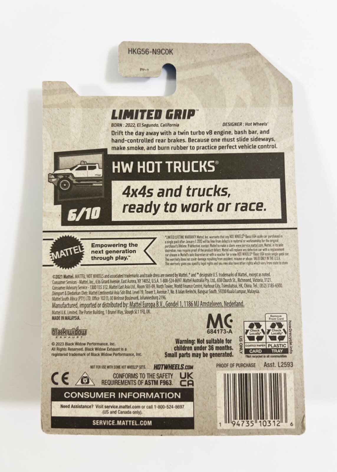 2023 Hot Wheels Black Limited Grip HW Hot Trucks