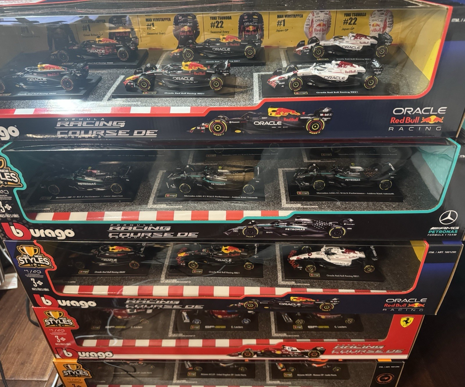 Burago 1:43 Scale Formula F1 DieCast Racing Car 6-pack Set Oracle Redbull