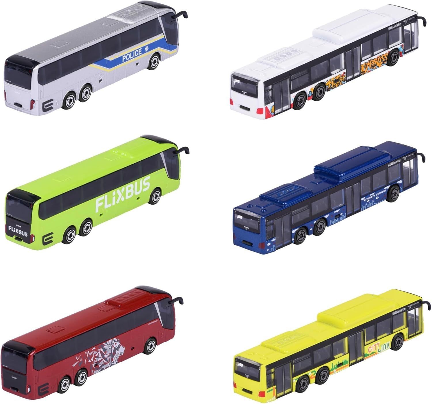 Set of 6 Majorette City Bus MAN City Lion’s Coaches C & L New UK Seller