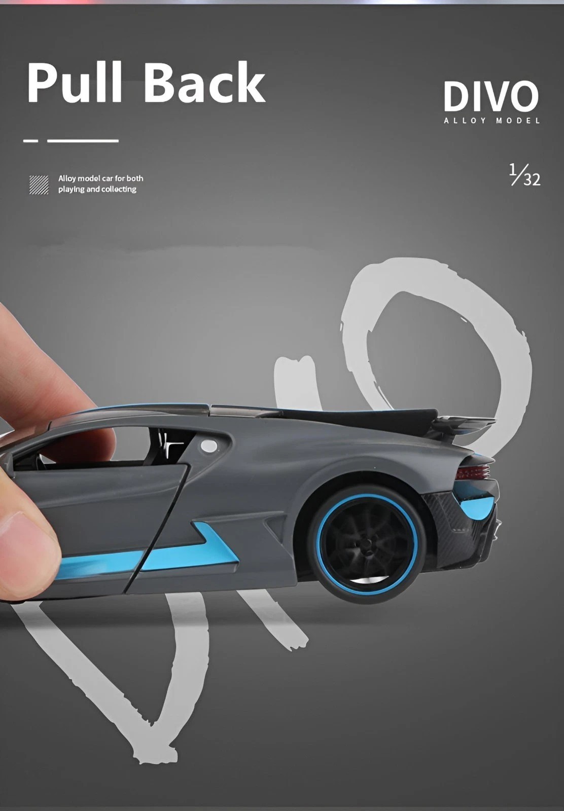 1:32 Bugatti Divo Alloy Diecast Car Model – Sound Light Pull-Back Toy Gift