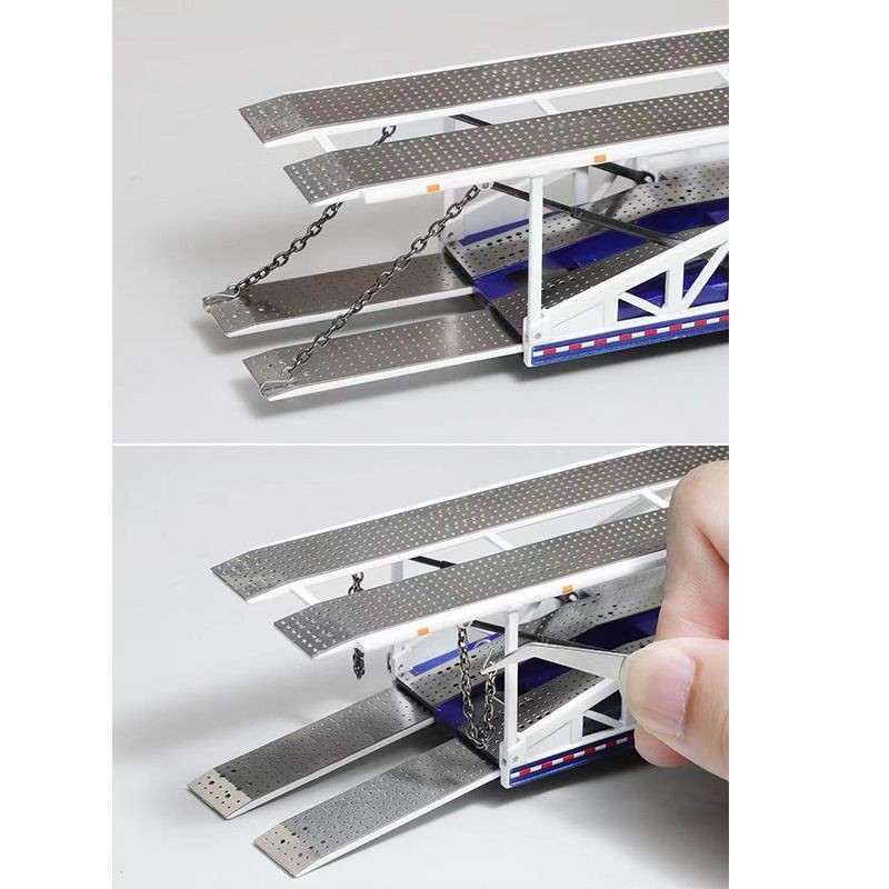 GCD 1:64 Diecast Car Carrier Trailer 10-Unit Loading Black Blue Metal Model