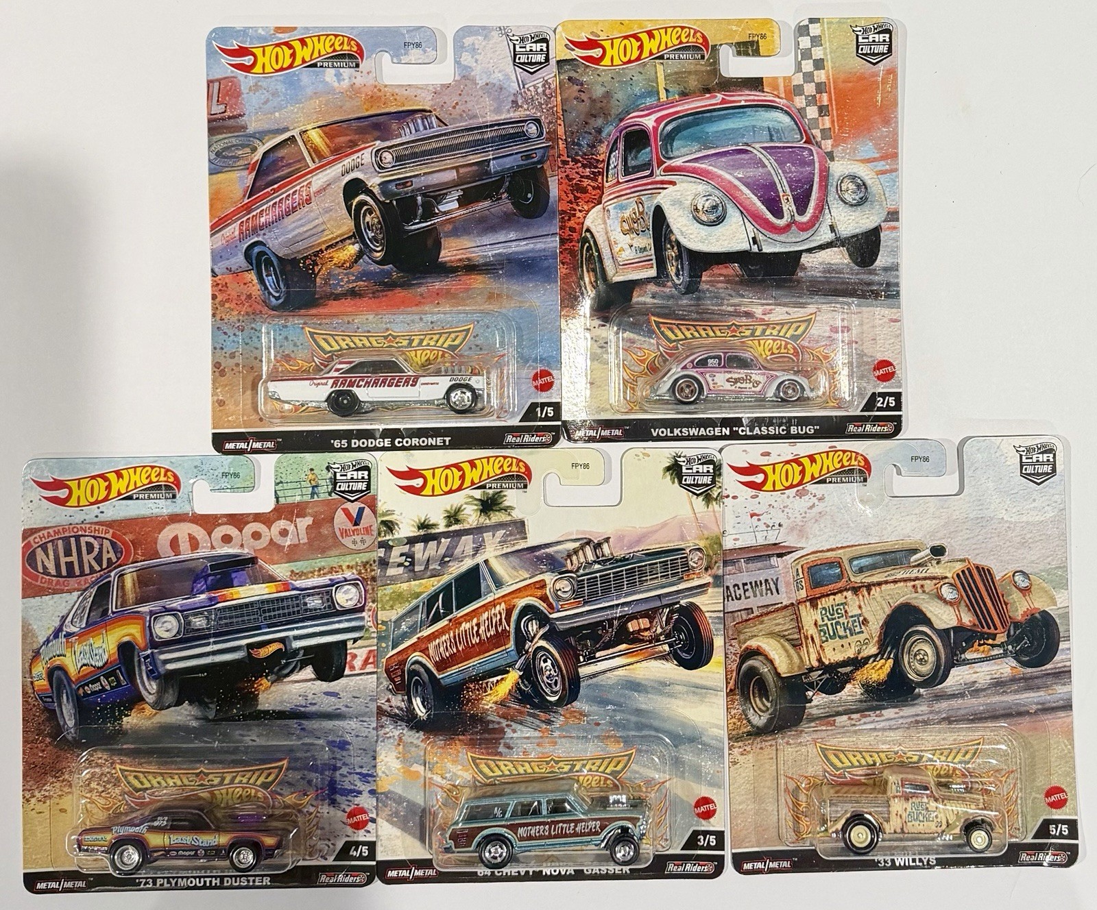 2023 Hot Wheels Premium Car Culture Drag Strip Demons Complete Set Of (5)-New