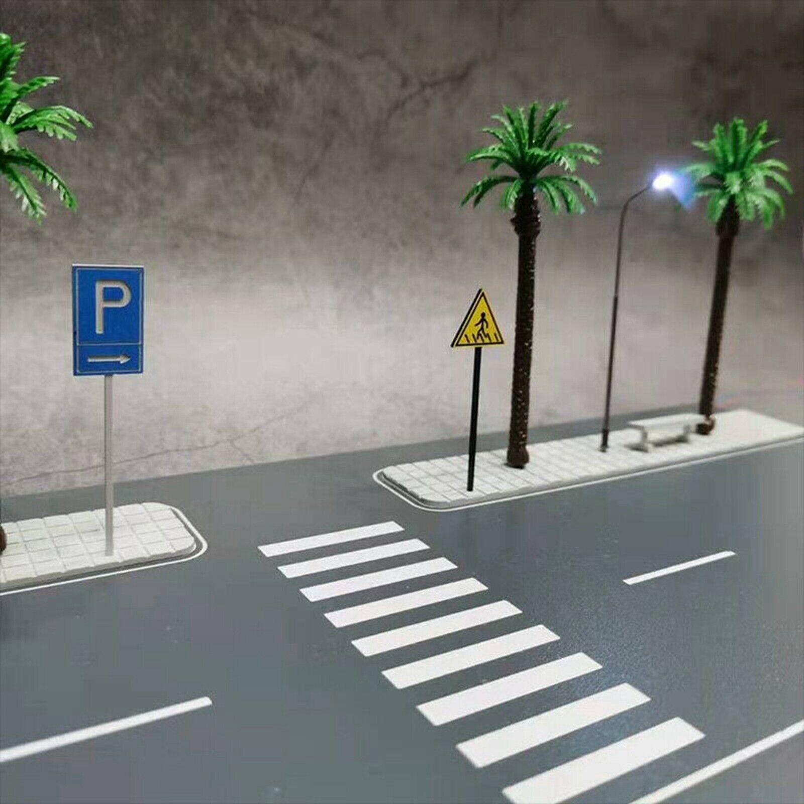 Diorama Car Parking Lot Model LED Lighting Street Road 1/64 Scene Display Model