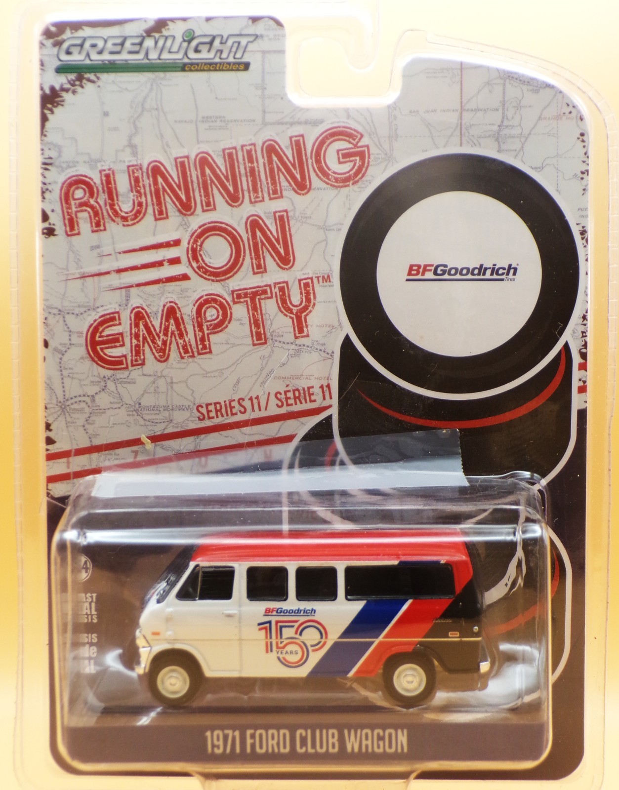 1971 Ford Club Wagon…Running on Empty ..BFGoodrich 150 Years..Greenlight 1:64