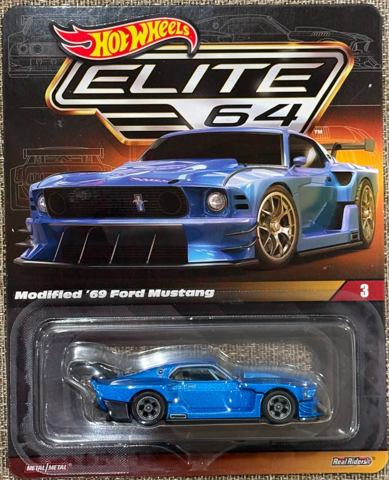 Hot Wheels Elite 64 Licensed Ford Blue Modified 69 Mustang , Free shipping !
