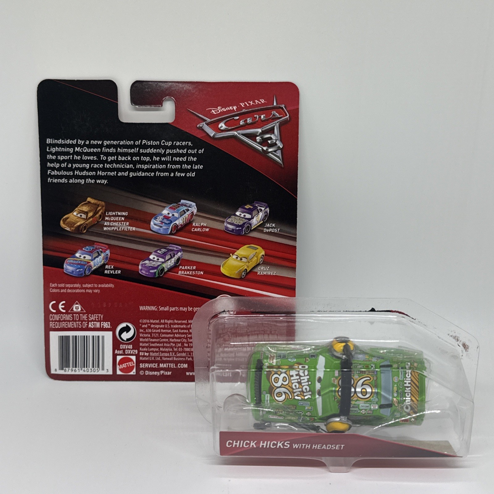 *LOOSE with Box* 2016 Disney Cars 3 CHICK HICKS with Headset 1:55 Diecast Car