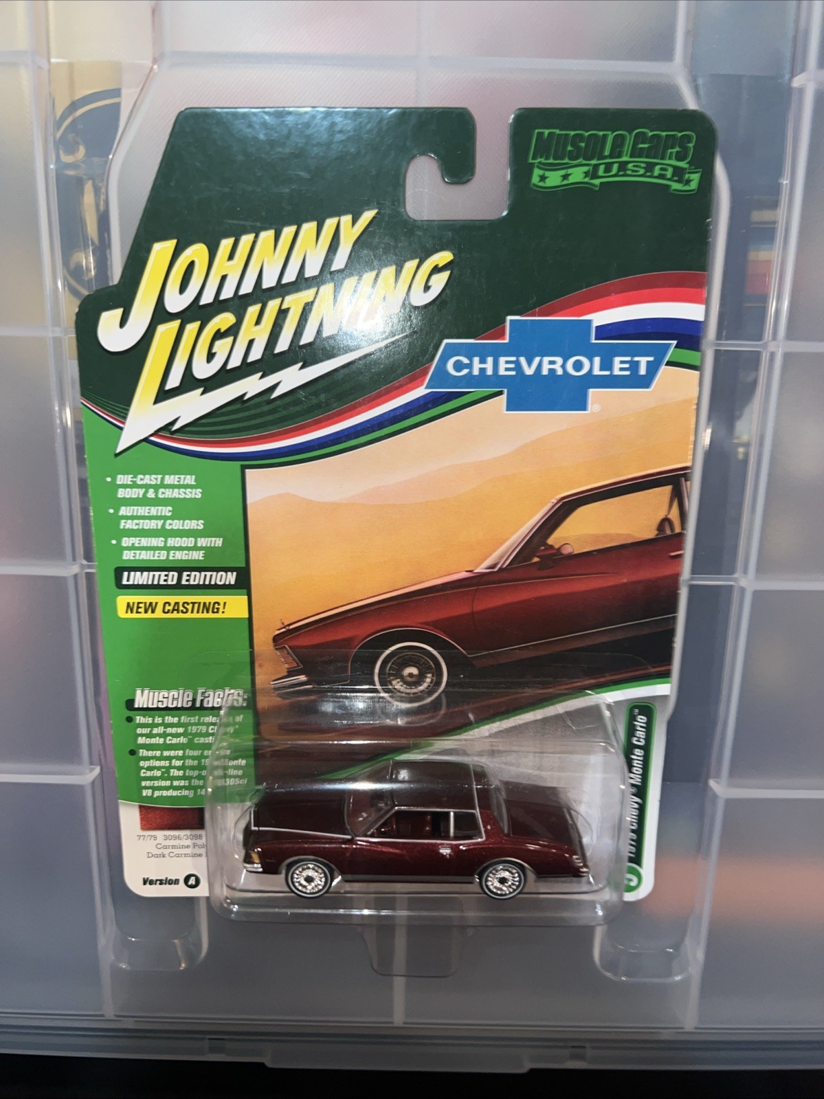 JOHNNY LIGHTNING 1/64 MUSCLE CARS 1979 CHEVY MONTE CARLO CARMINE RED Please Read