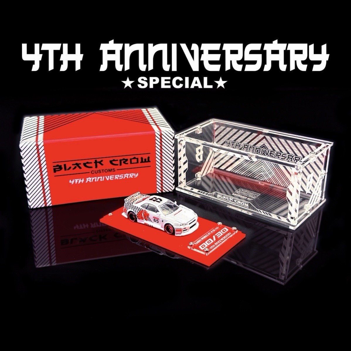Black Crow Customs Nissan Skyline GT-R R34- 4th Anniversary Kaido Mini GT – LE30