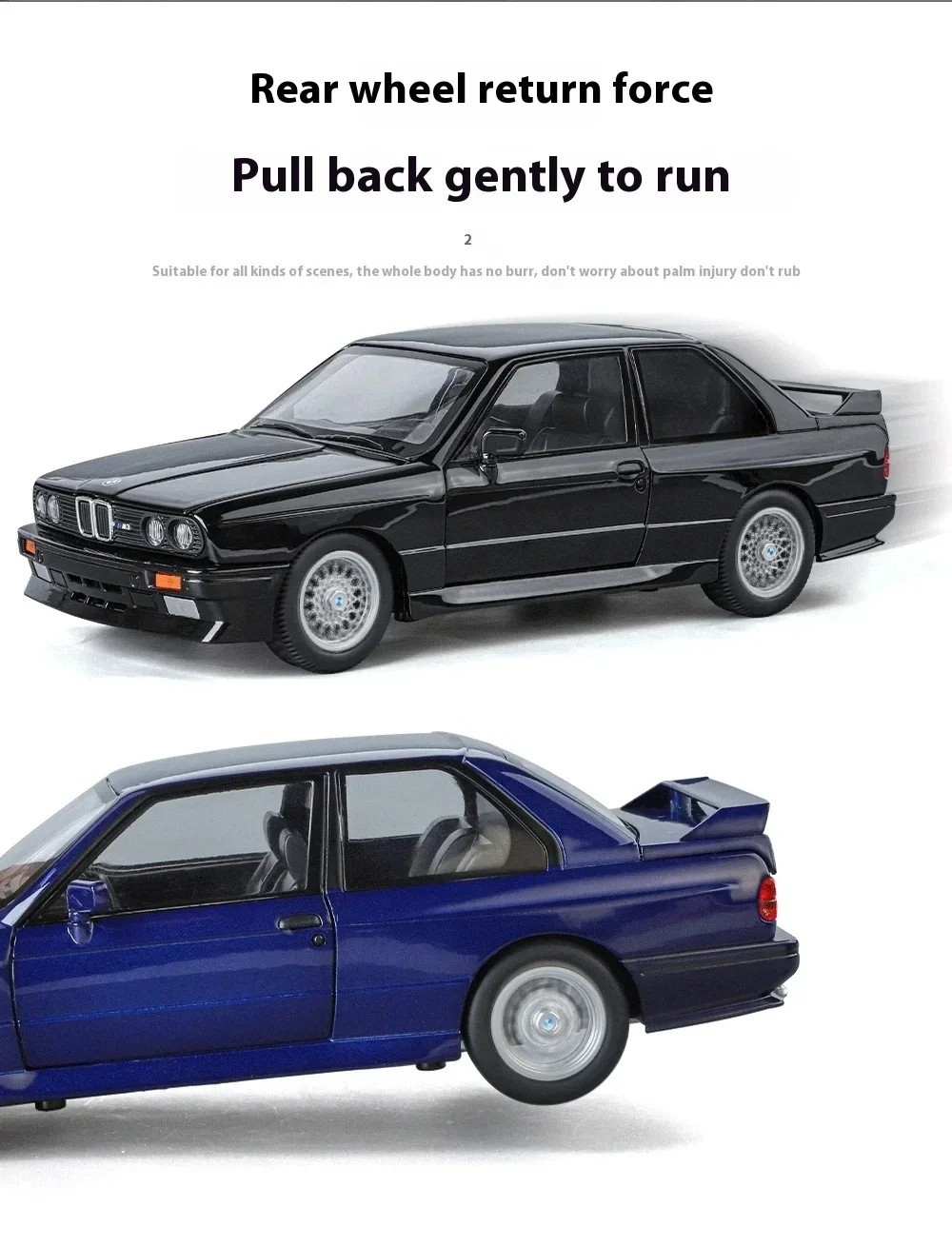 1:24 1988 BMW M3 E30 Diecast Alloy Sports Car Model Sound & Light Collectible