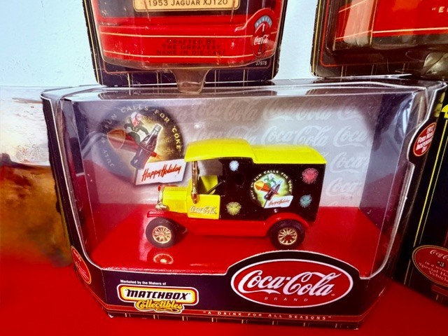 Coca-Cola Matchbox Diecast Collector Lot – VW Bus, Jaguar + 3 Trucks Bundle
