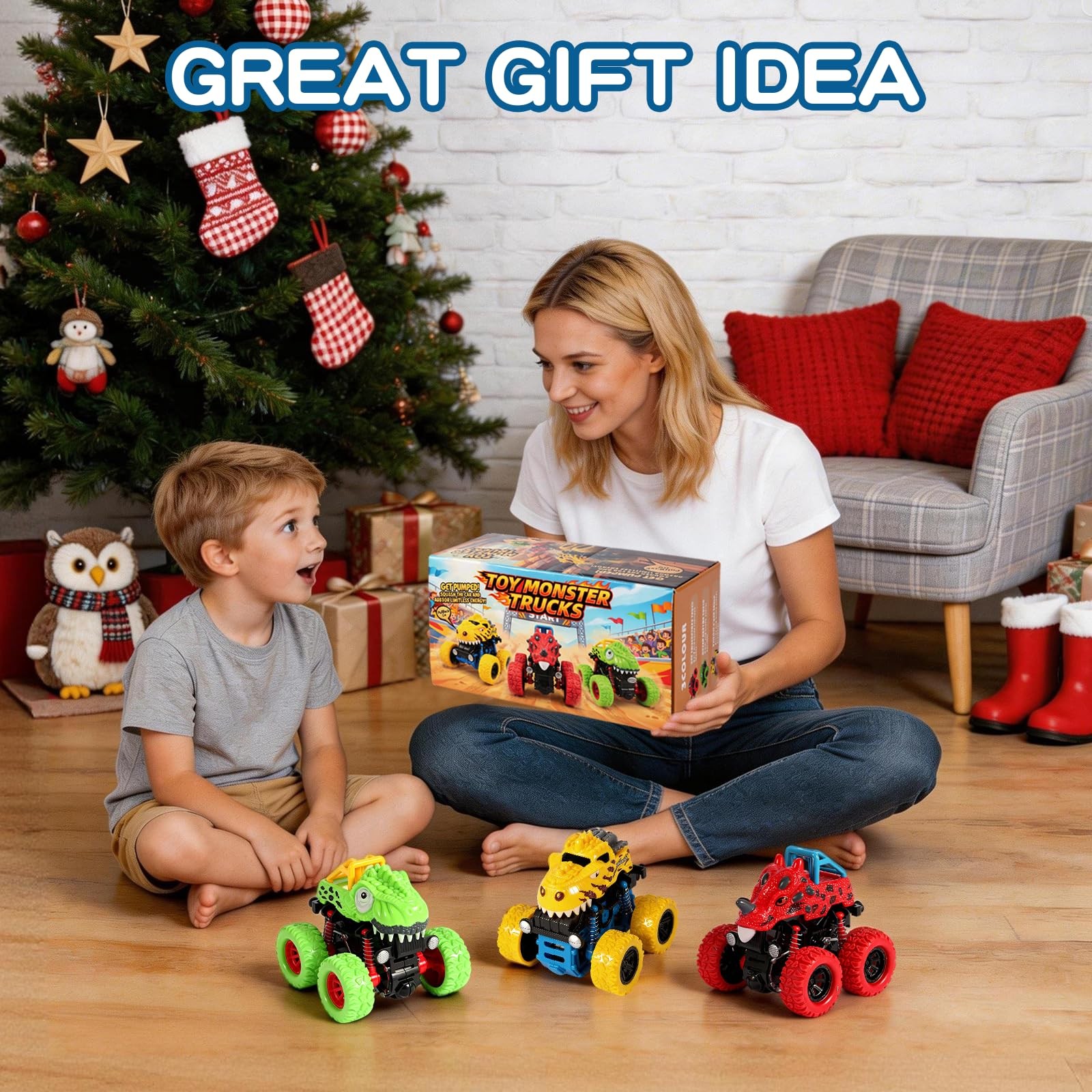 Dinosaur Toys 3 Pack Friction Power 360Â° Rotating Push and Go for Ages 2-5