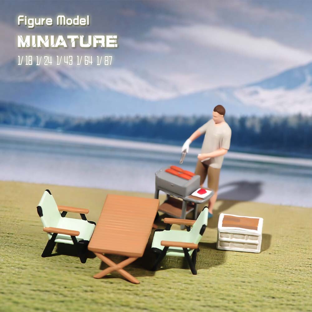 1/18 1/24 1/43 1/64 1/87 Miniature Barbecue Desk Chairs Scene Figure For Cars
