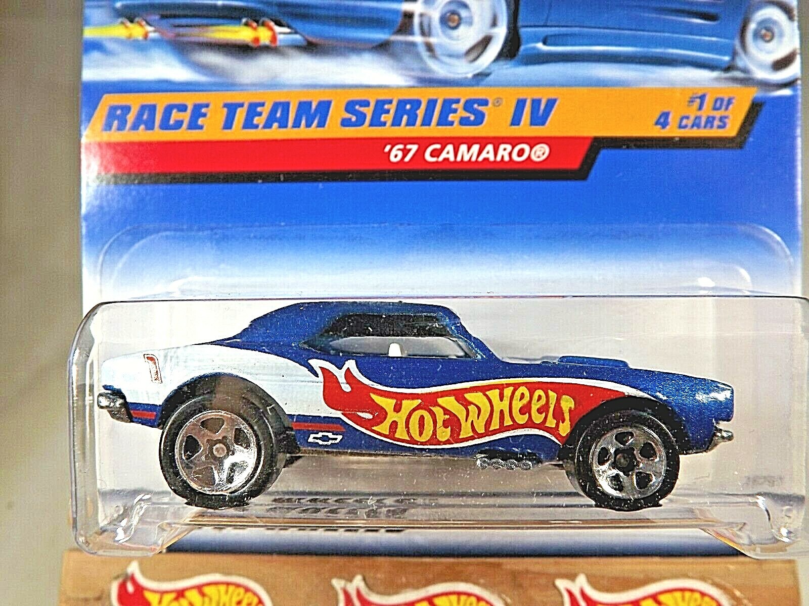 1998 Hot Wheels #725 Race Team Series IV 1/4 ’67 CAMARO Blue w/5Sp Malaysia Base