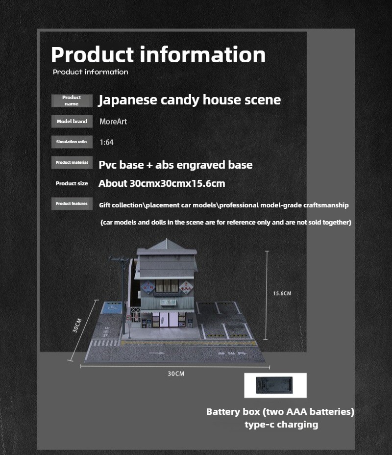 Diorama 1/64 Car Garage Model LED City Street Store Building Scene Display Model