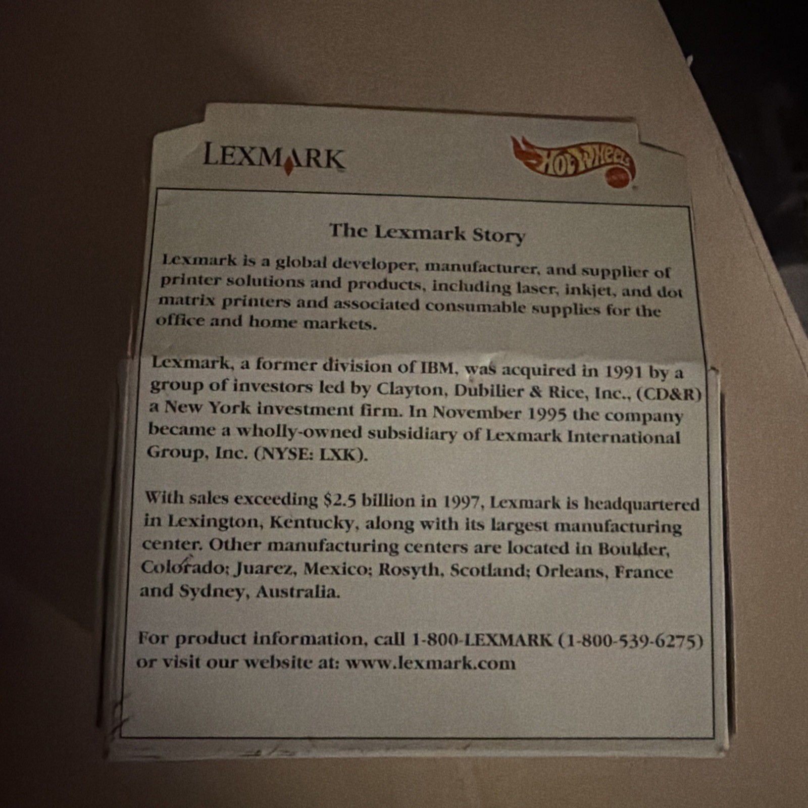 Hot Wheels Lexmark Black 3 Window 34