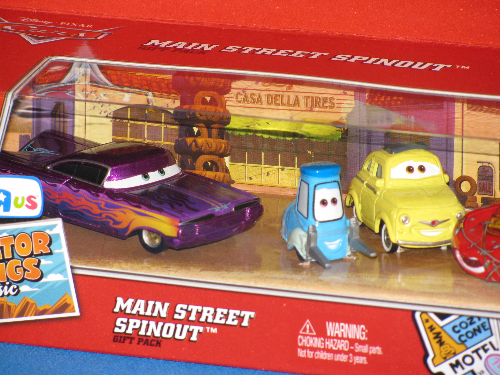 DISNEY PIXAR CARS MAIN STREET SPINOUT LUIGI GUIDO RAMONE SPINOT McQUEEN 4 PACK