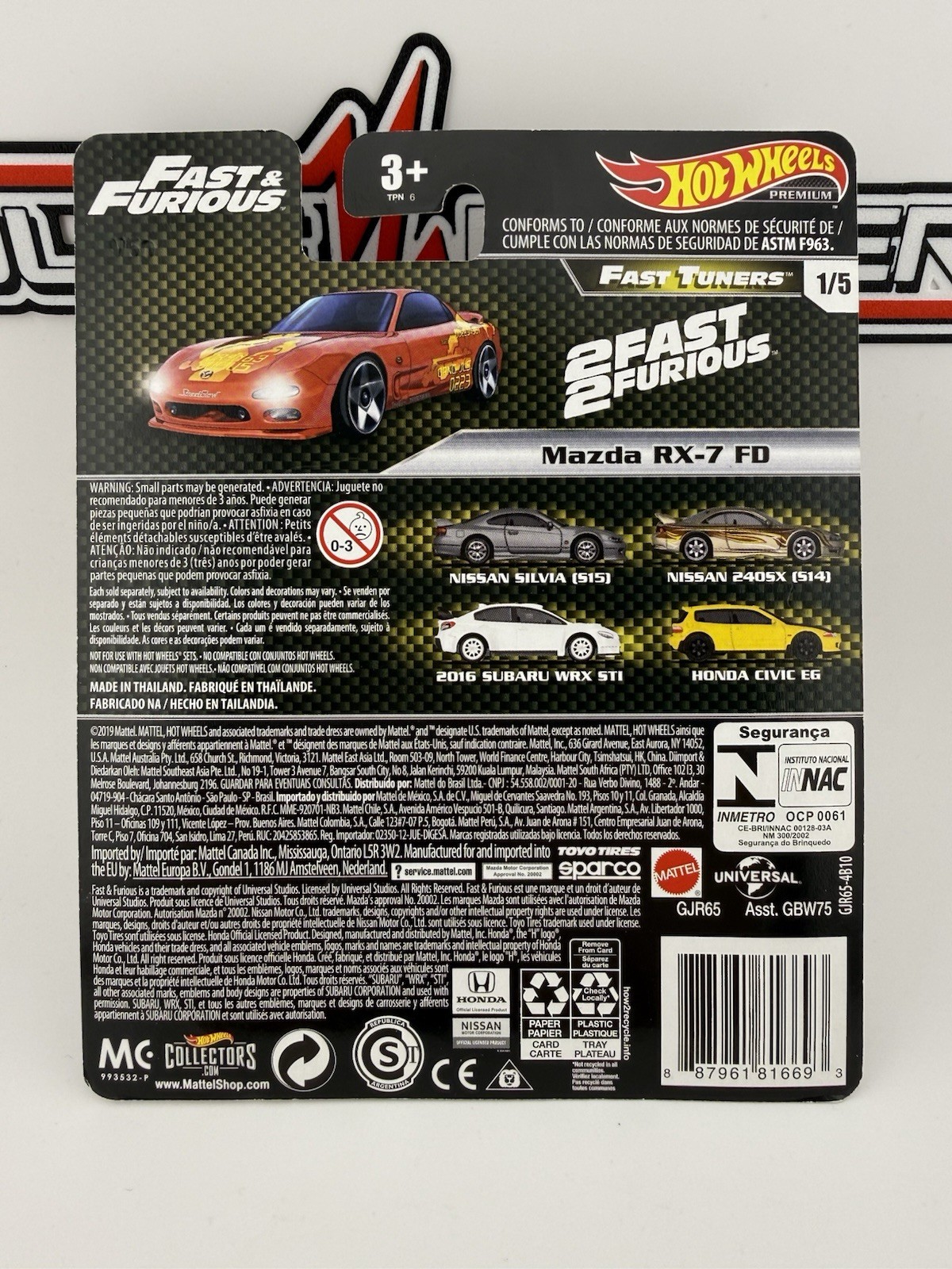 Mazda RX-7 Fast and Furious Hot Wheels Fast Tuners 1/5 Protector