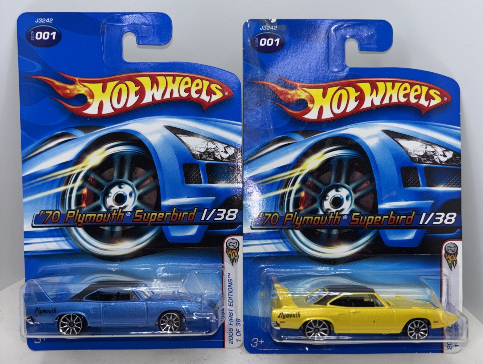 Hot Wheels 2006 First Editions ‘70 Plymouth Superbird Lot Blue And Yellow #1/38