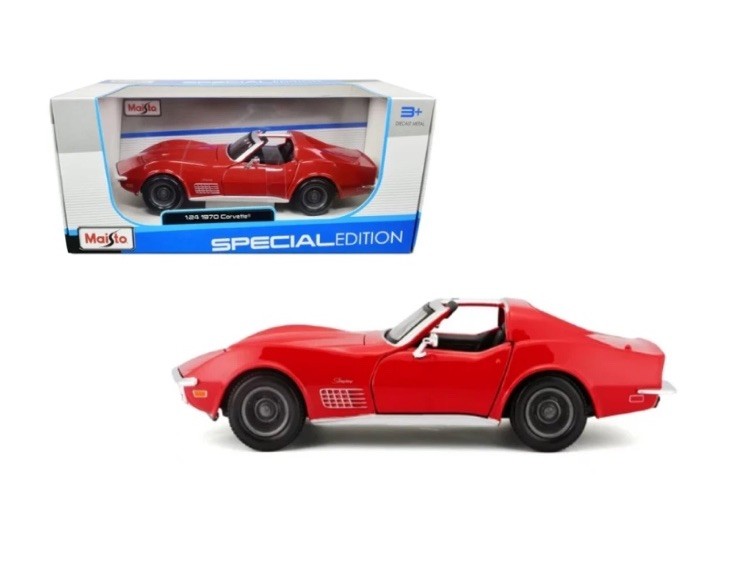 1970 CHEVROLET CORVETTE RED 1/24 DIECAST MODEL CAR BY MAISTO 31202