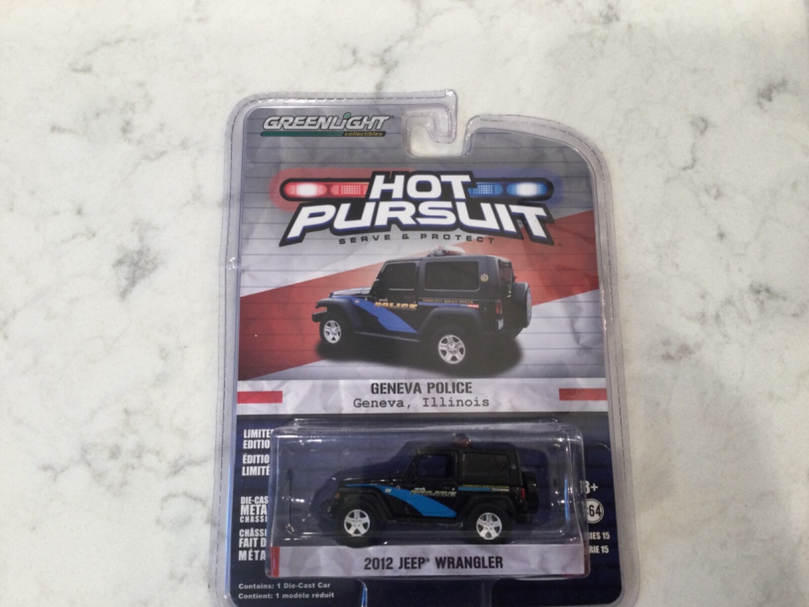 Greenlight 1/64 Hot Pursuit Geneva Police 2012 Jeep Wrangler