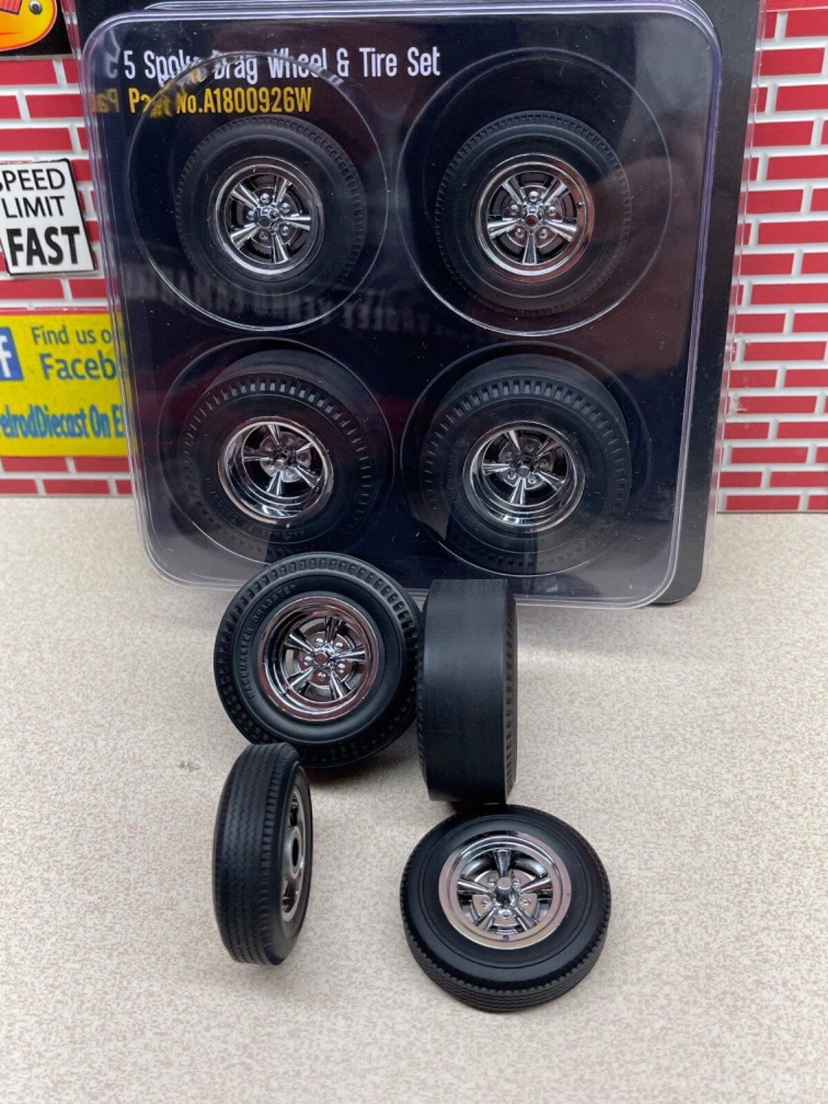 1/18 ACME Drag Wheel and Tire Set From The Mazmanian Corvette A1800926W