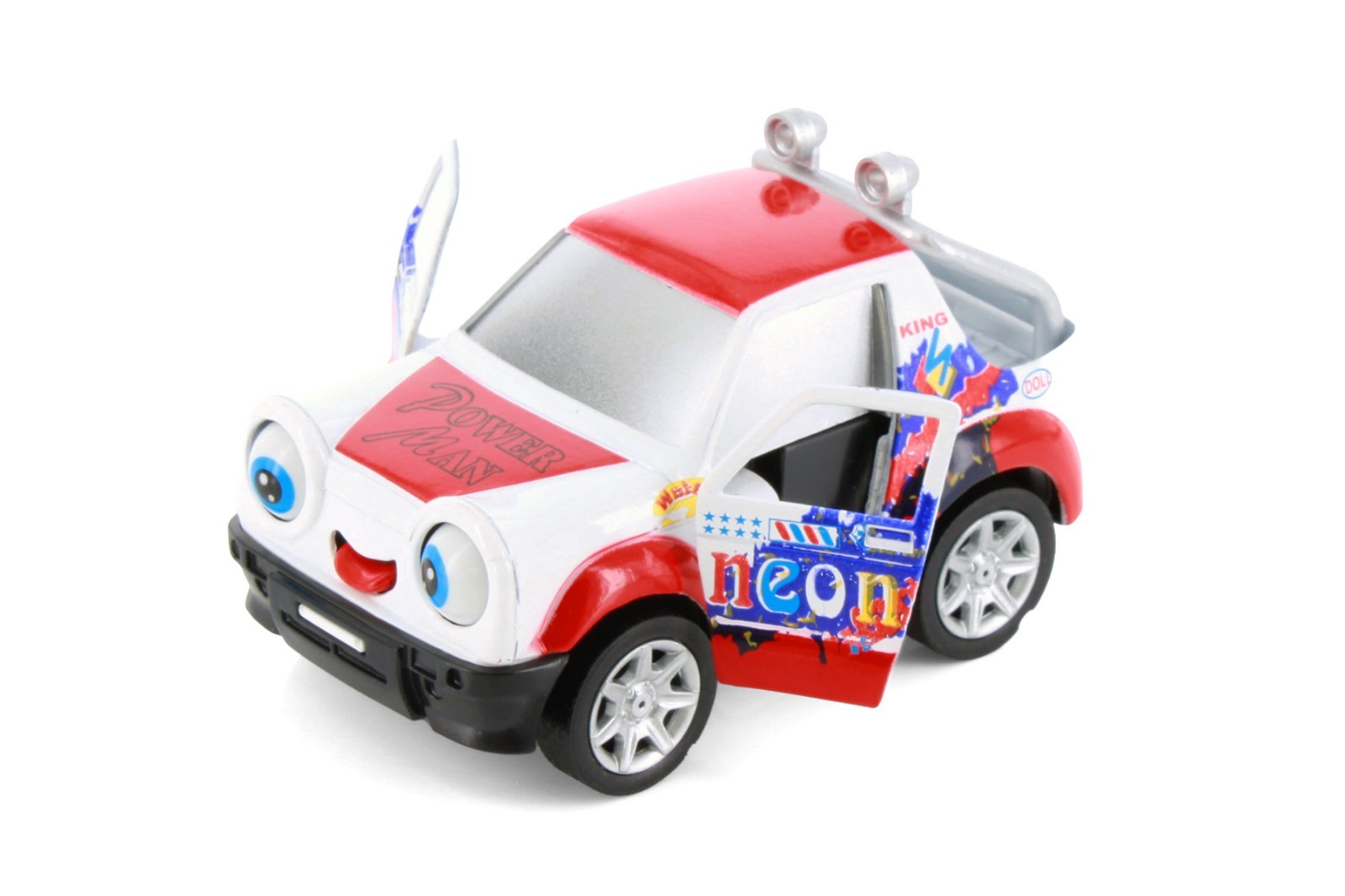 Cutie Cars w/Movable Eyes & Tongues – Power Man, Red – Showcasts 403/4D – 4″