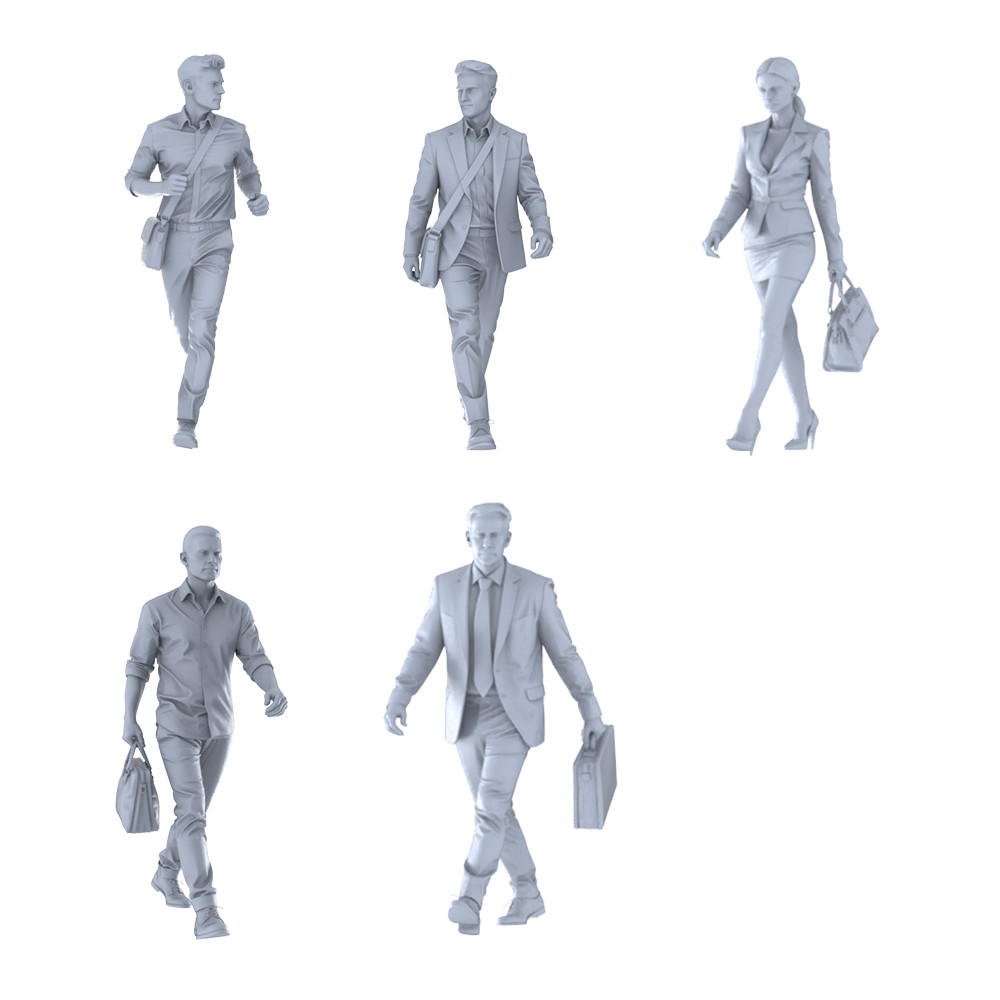 MRY-SFW 1/64/87 Modern Figure Office Commuter Pedestrian Business HO N Miniature