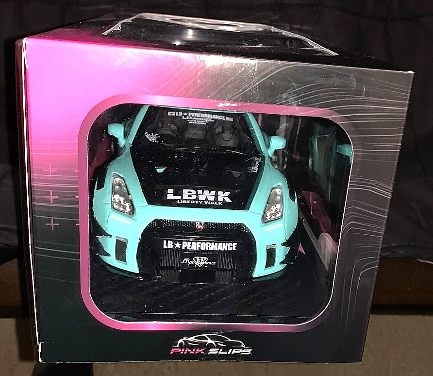 JADA 2025 1/18 DIECAST PINK SLIPS TEAL NISSAN GT-R (R35) W/LIBERTY WALK BODY KIT