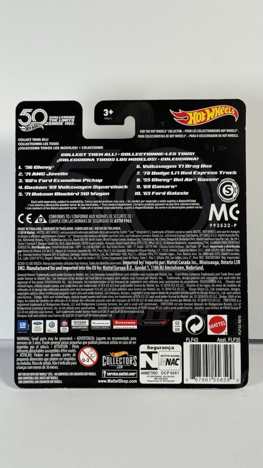 Hot Wheels 50th Anniversary Favorites ’55 Chevy Bel Air Gasser Real Riders 2018