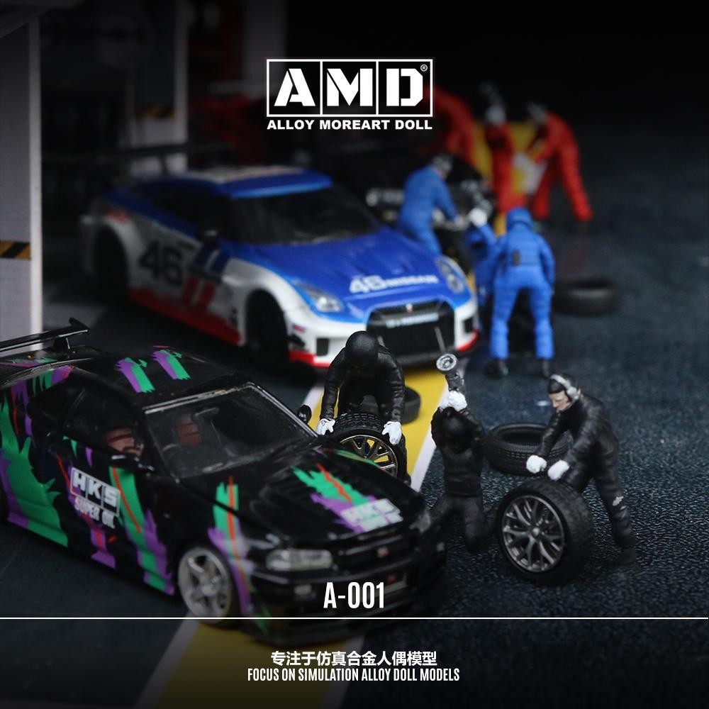CAR REPAIR MECHANIC FIGURE WHEELS & TIRES DECALS 1/64 DIECAST BY MOREART AMD MA
