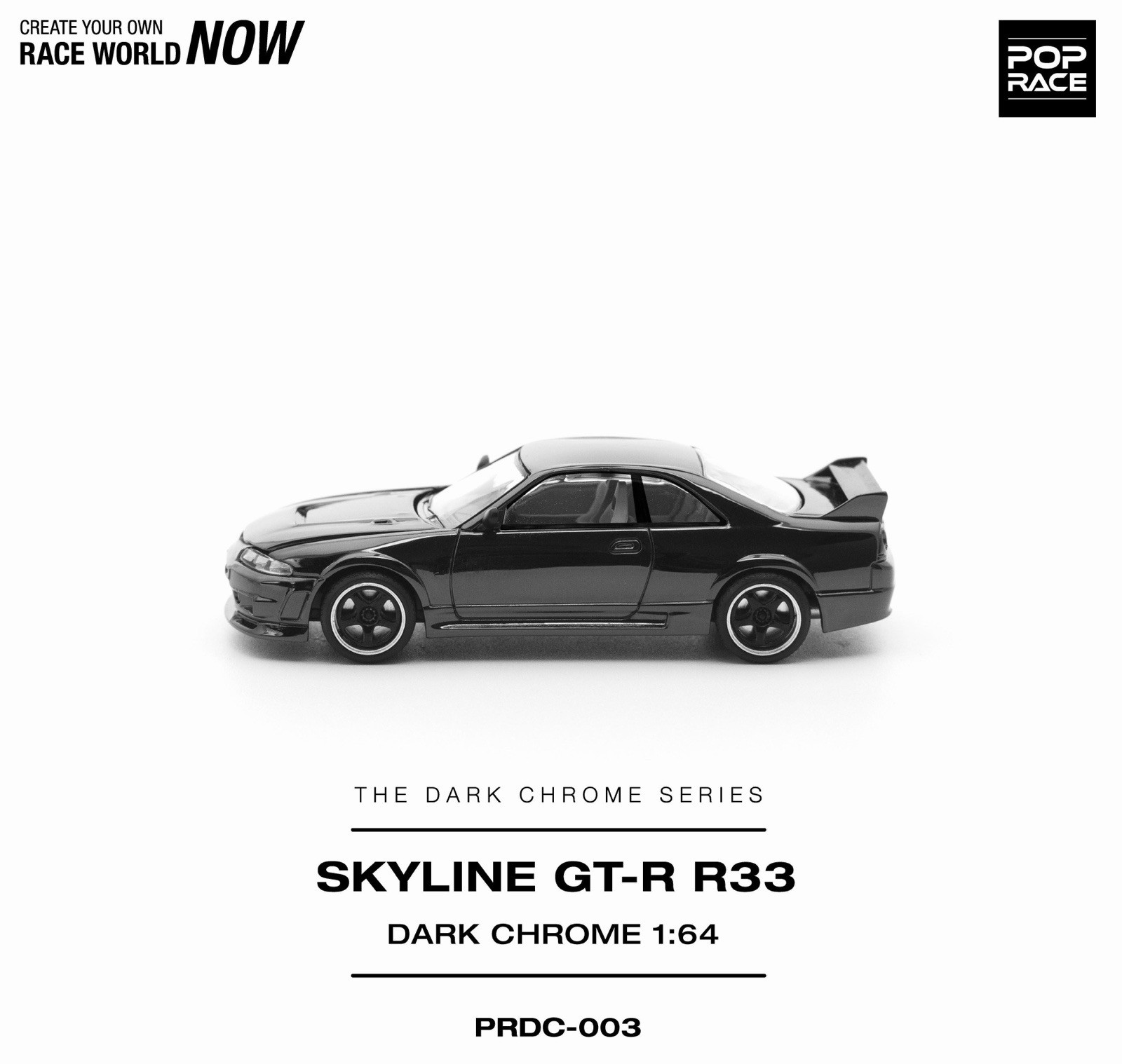 Pop Race Nissan Skyline GT-R R33 Dark Chrome 1/64 PRDC003