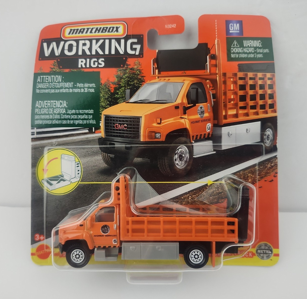 2 Matchbox Matchbox GMC 3500 Attenuator Truck Orange Yellow Working Rigs