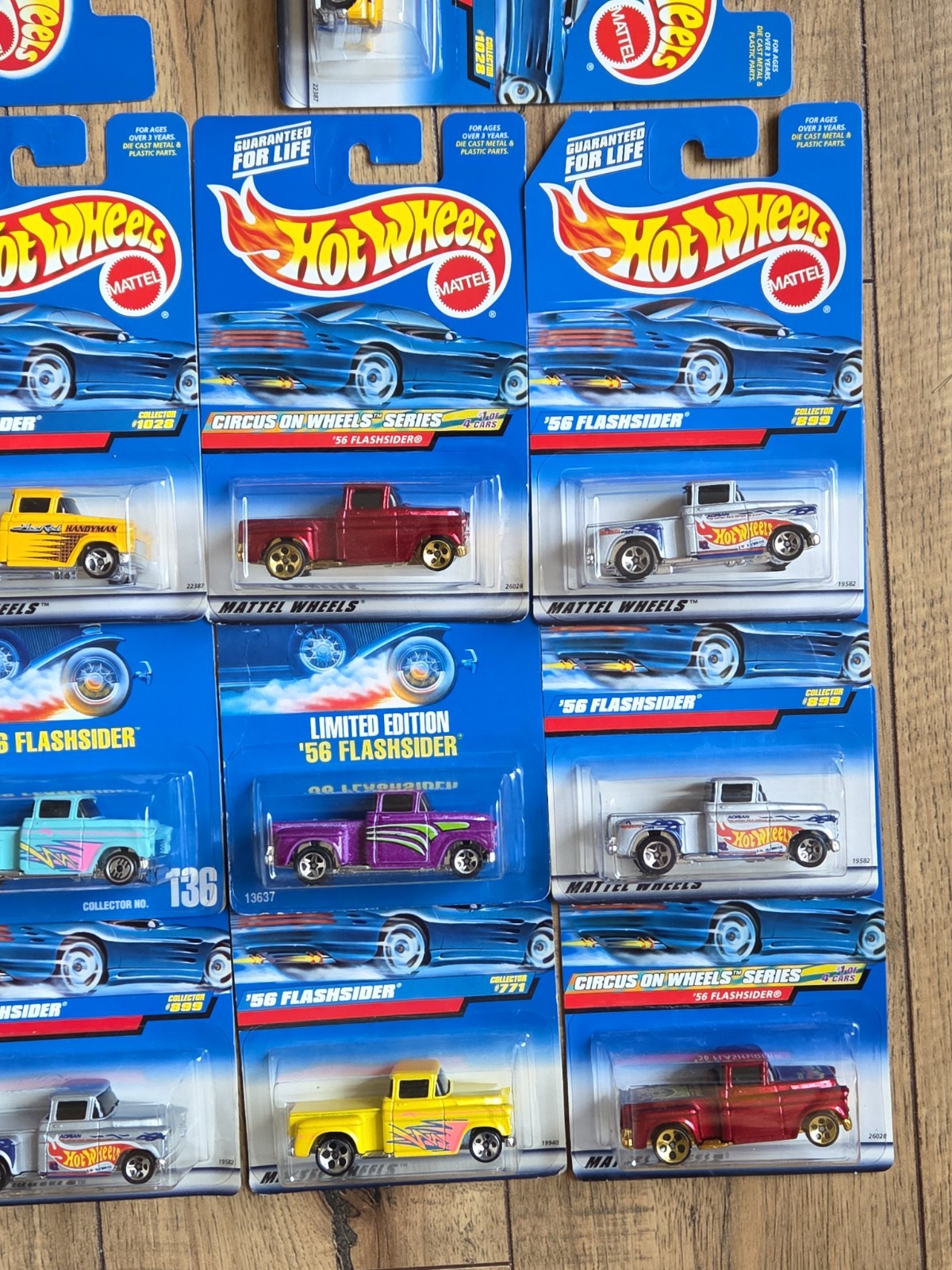 Hot Wheels Lot of 14 ’56 & ’58 FLASHSIDER teal pink Blue Card Variations