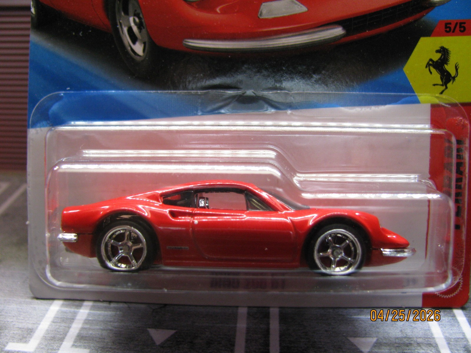 2026 Hot Wheels RED Ferrari Dino 206 GT, w/Real Riders Wheel Swap